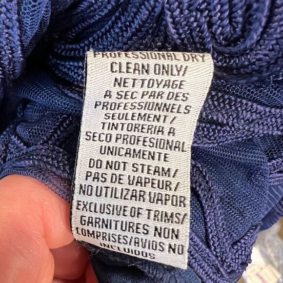 JS COLLECTIONS Women's Navy Blue Embroidered 3/4 Sleeves Dress Women’s Size 4 - Picture 13 of 14